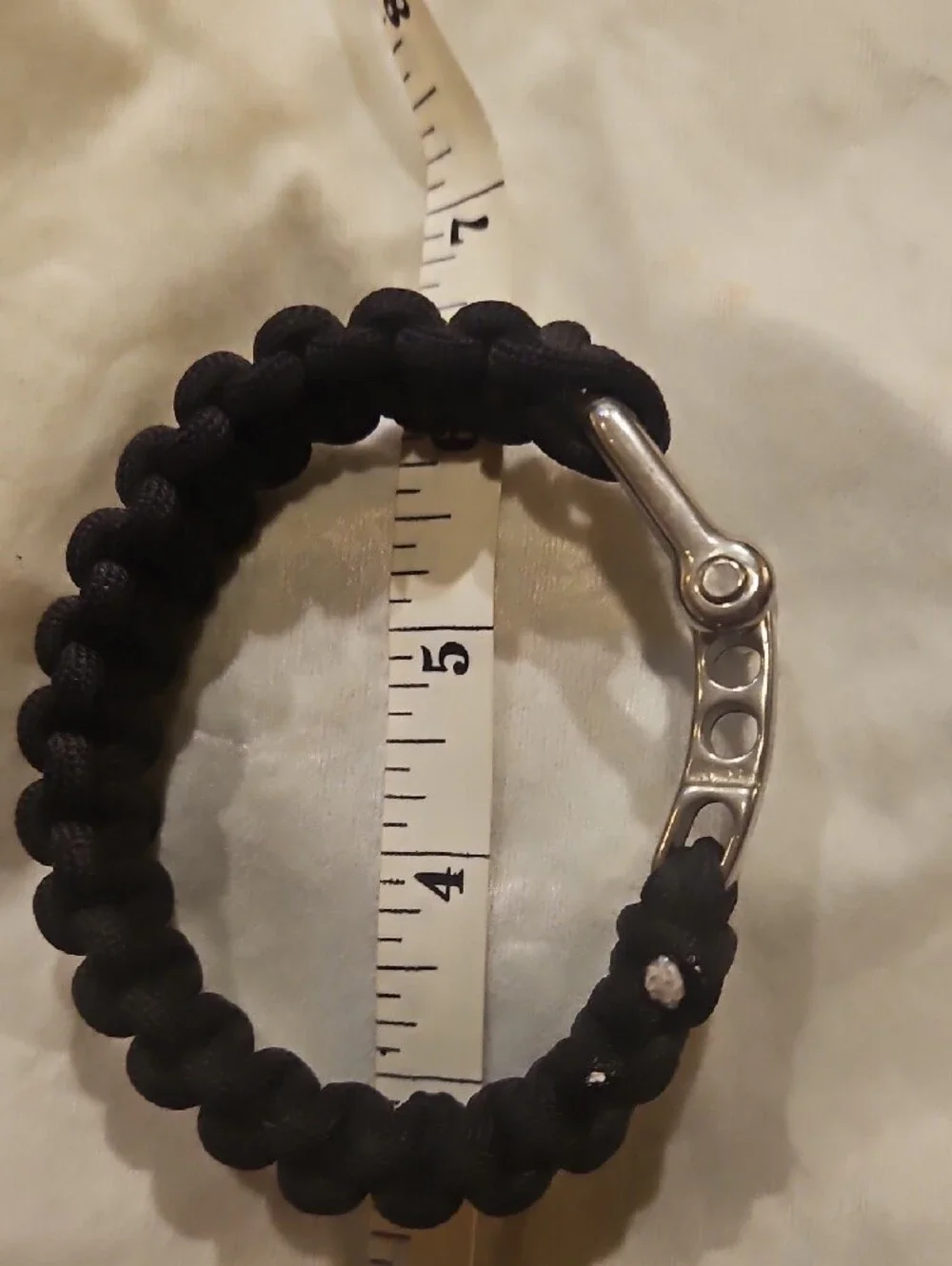 Black Braided Paracord Men's Bracelet with Silver Clasp